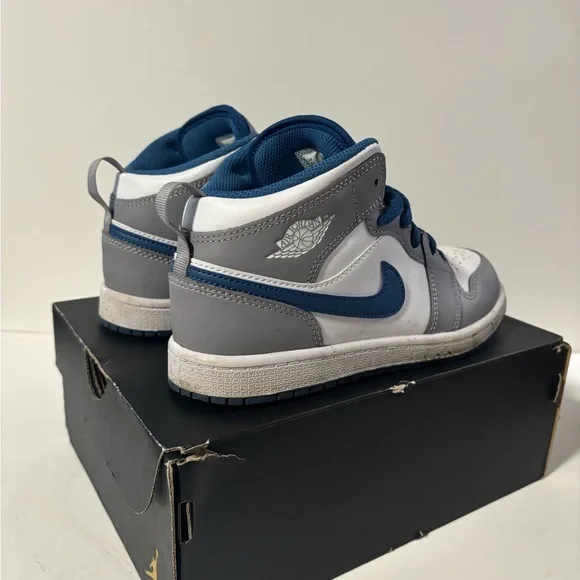 Jordan Cement Grey and Blue Mid Sneakers
